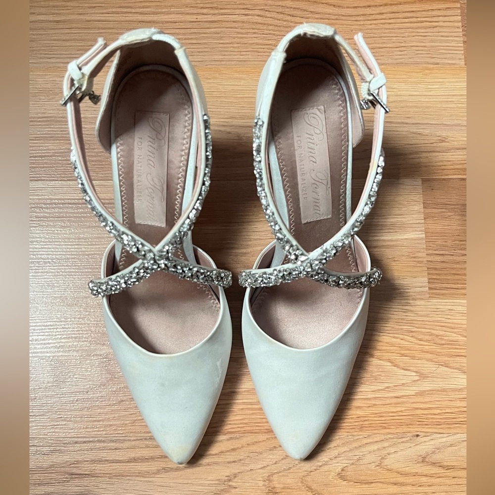 Pnina Tornai White Heels with Rhinestone Accents